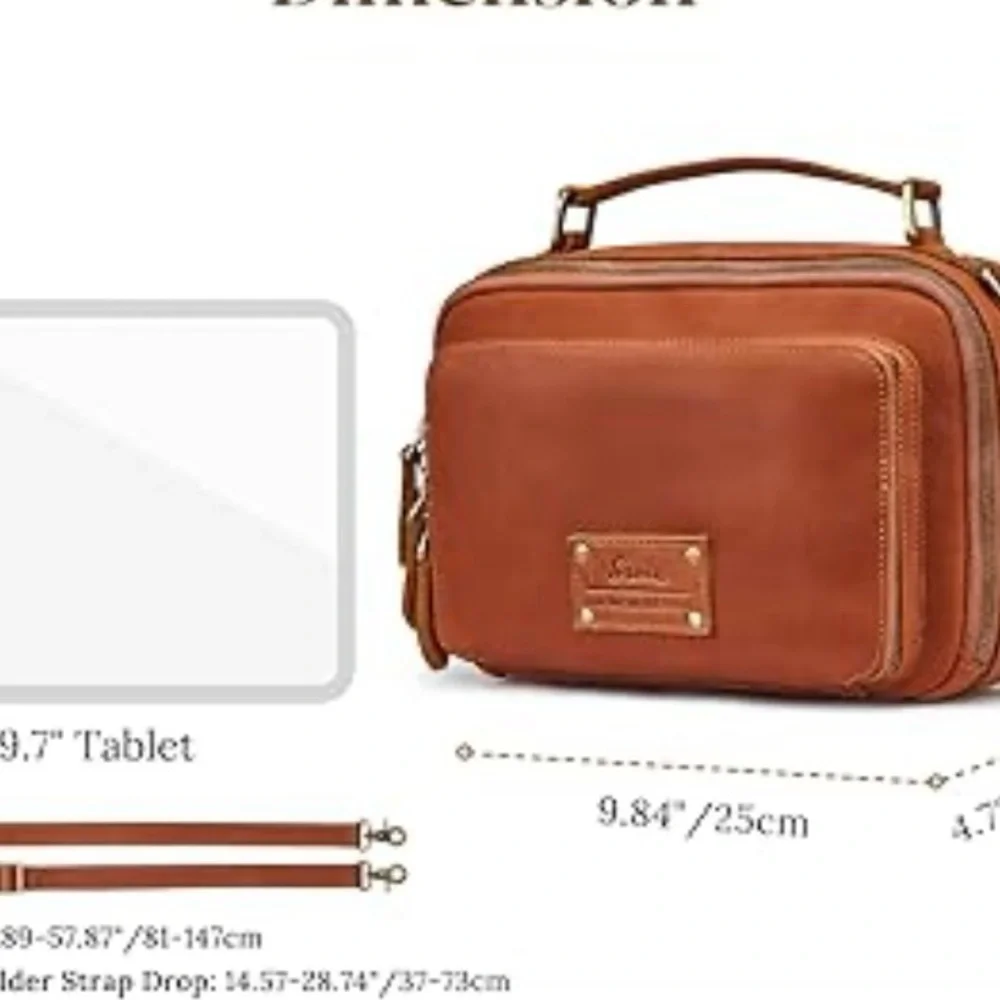 S-ZONE Genuine Leather Crossbody Shoulder Bag Purse Handbag‎